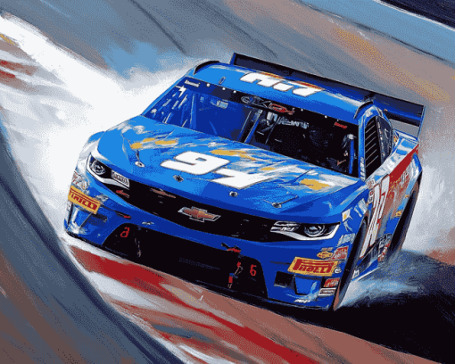 Blue Kyle Larson Racing Car Diamond Painting