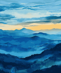 Blue Mountain Sunset Diamond Painting