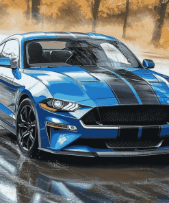 Blue Mustang Car Enthusiast Diamond Painting