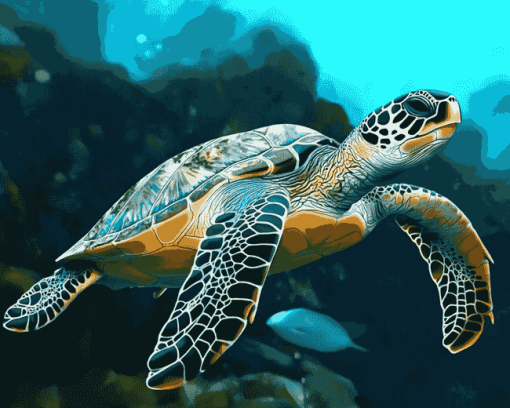 Blue Ocean Turtle Diamond Painting