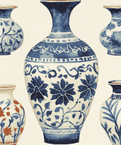 Blue Pottery Vases Diamond Painting