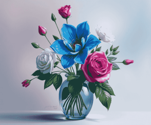 Blue Purple Blossom Vase Diamond Painting