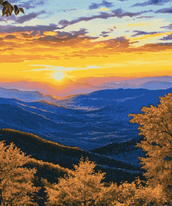 Blue Ridge Mountains Sunset Diamond Painting