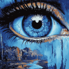 Blue Sad Eye Diamond Painting