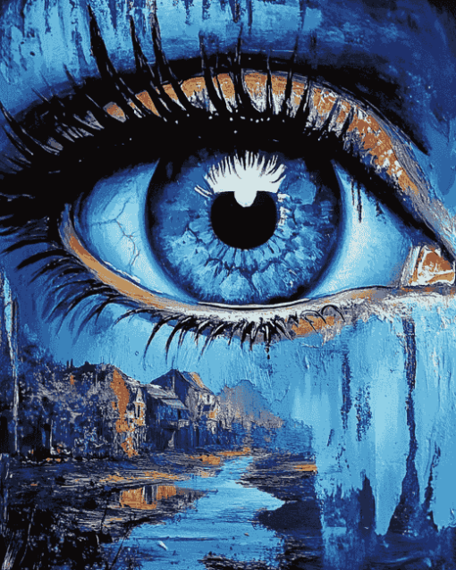 Blue Sad Eye Diamond Painting