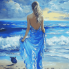 Blue Seaside Woman Diamond Painting