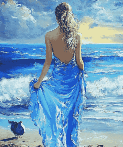 Blue Seaside Woman Diamond Painting