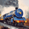 Blue Steam Train Diamond Painting