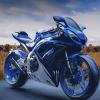 Blue Suzuki Race Motorbike Diamond Painting