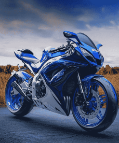 Blue Suzuki Race Motorbike Diamond Painting