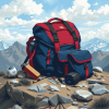 Blue and Red Mountain Bags Diamond Painting