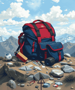 Blue and Red Mountain Bags Diamond Painting