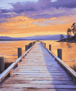 Boardwalk Sunset Over Tasmania Diamond Painting