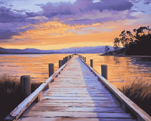 Boardwalk Sunset Over Tasmania Diamond Painting