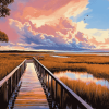 Boardwalk Through Scenic Marshlands Diamond Painting