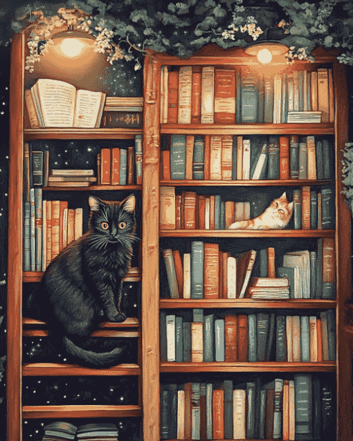 Bookshelf Cat Diamond Painting