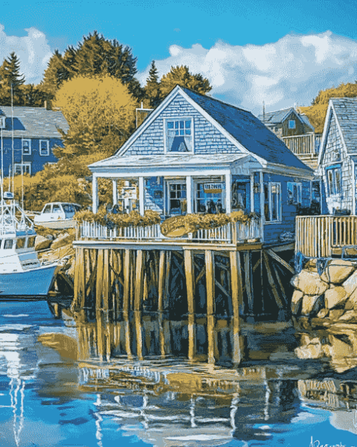 Boothbay Harbor Scenic View Diamond Painting