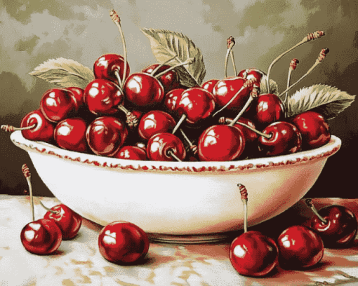 Bountiful Cherry Bowl Diamond Painting