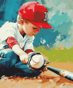 Boys Playing Baseball Diamond Painting