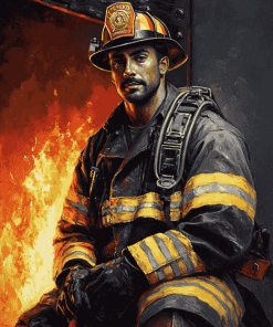 Brave Firefighter Man Diamond Painting