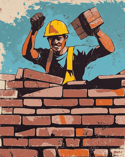 Brick Worker Pop Art Diamond Painting