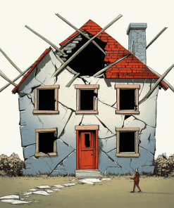 Broken Houses Cartoon Diamond Painting