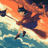 Broom Flying Anime Fantasy Diamond Painting