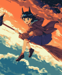 Broom Flying Anime Fantasy Diamond Painting