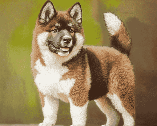 Brown Akita Puppy Diamond Painting