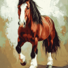 Brown Clydesdale Horse Diamond Painting