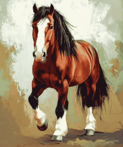 Brown Clydesdale Horse Diamond Painting