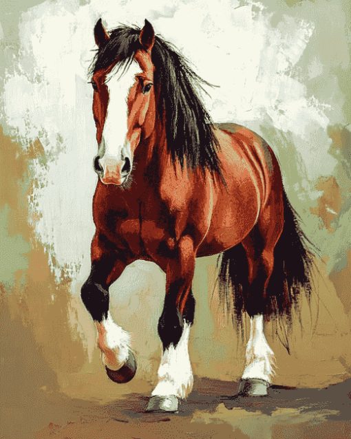 Brown Clydesdale Horse Diamond Painting