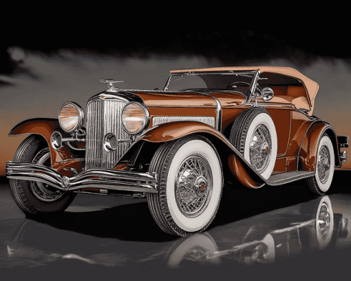 Brown Duesenberg Car Diamond Painting