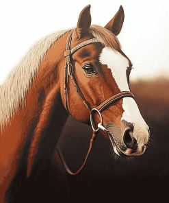 Brown White Horse Diamond Painting