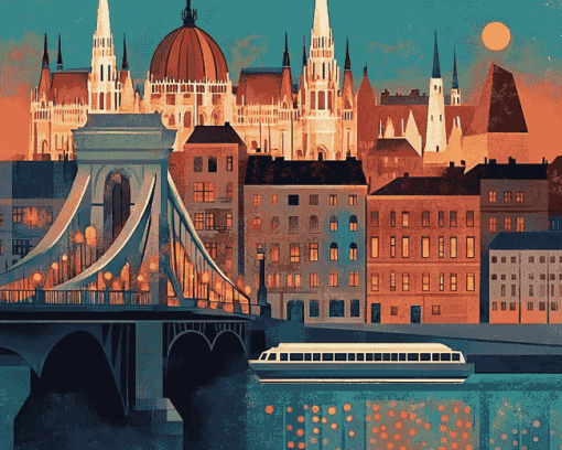 Budapest Iconic Bridge Diamond Painting