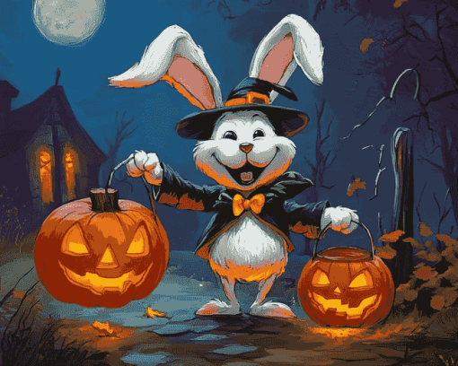 Bunny Cartoon Halloween Diamond Painting