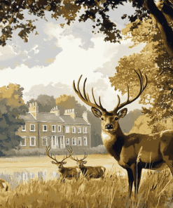 Bushy Park Deer Landscape Diamond Painting