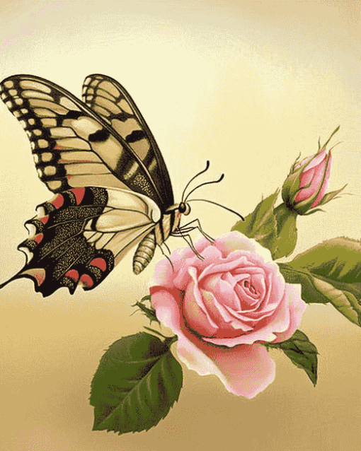 Butterfly Roses Blossoms Diamond Painting