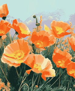 California Poppies Blossoms Diamond Painting