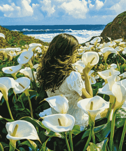 Calla Lily Woman Landscape Diamond Painting