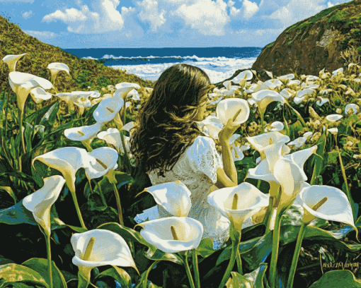 Calla Lily Woman Landscape Diamond Painting