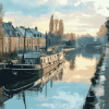 Canal Barge Scenic Diamond Painting