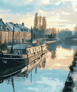 Canal Barge Scenic Diamond Painting