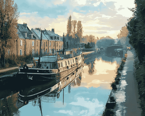 Canal Barge Scenic Diamond Painting