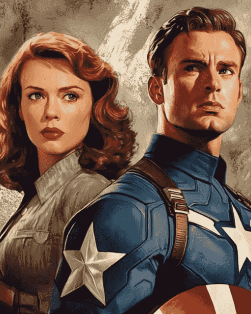 Captain America and Peggy Carter Diamond Painting