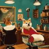 Cartoon Barber Puppies Diamond Painting