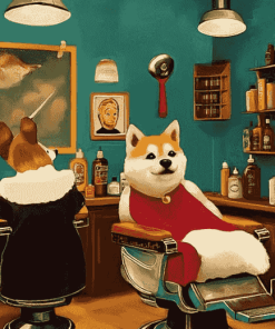 Cartoon Barber Puppies Diamond Painting