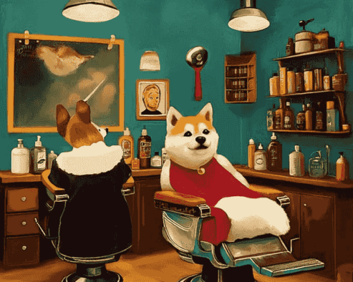 Cartoon Barber Puppies Diamond Painting