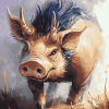 Cartoon Boar Pig Diamond Painting