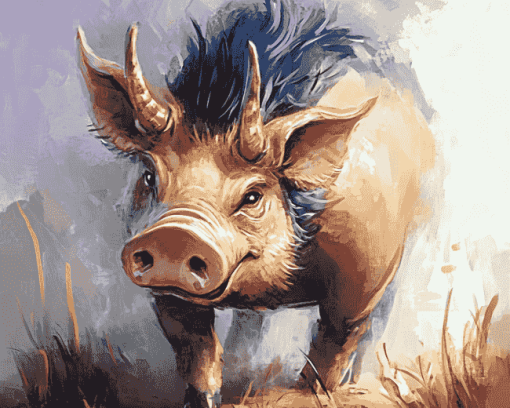 Cartoon Boar Pig Diamond Painting